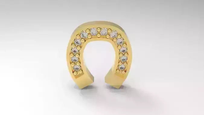 horseshoe gold ring with diamonds 3D print model