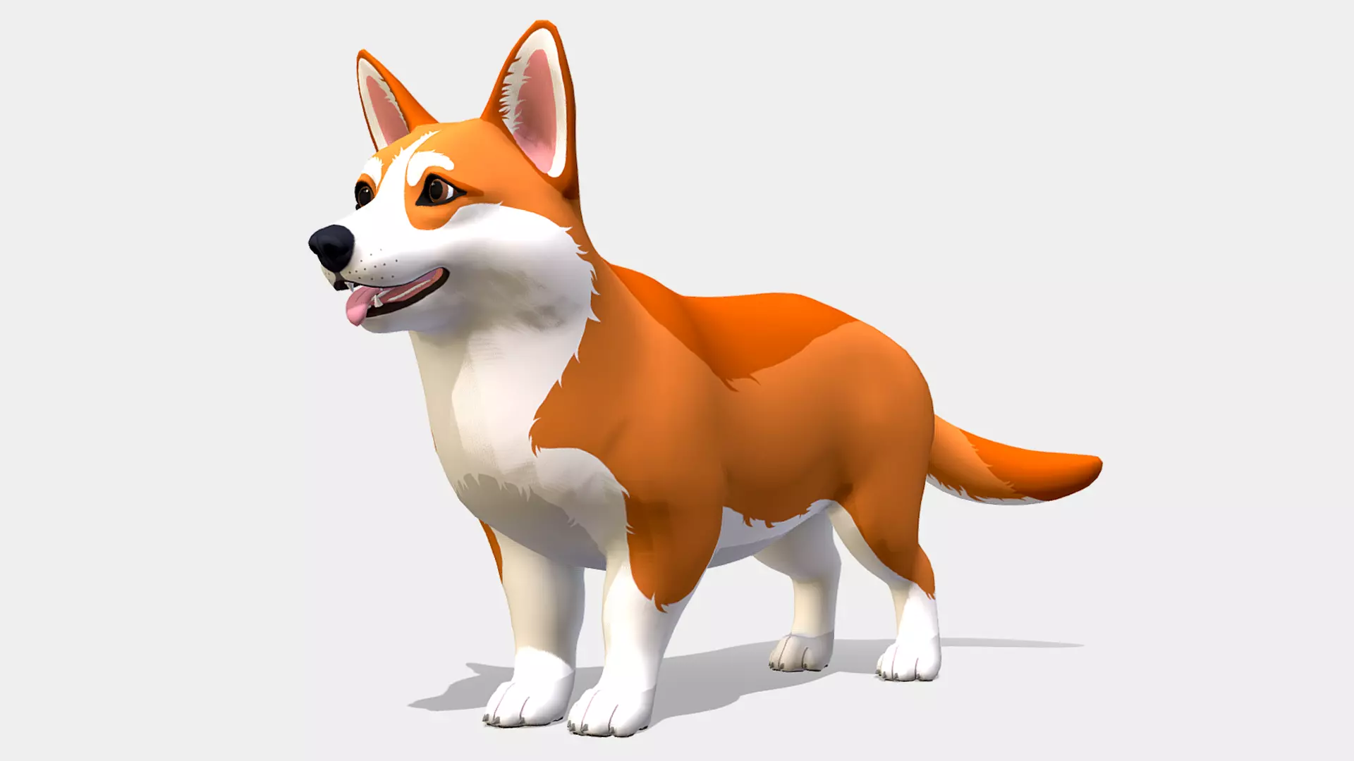Cartoon Dog - Corgi Low-poly 3D model_0