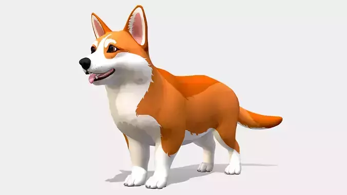 Cartoon Dog - Corgi Low-poly 3D model