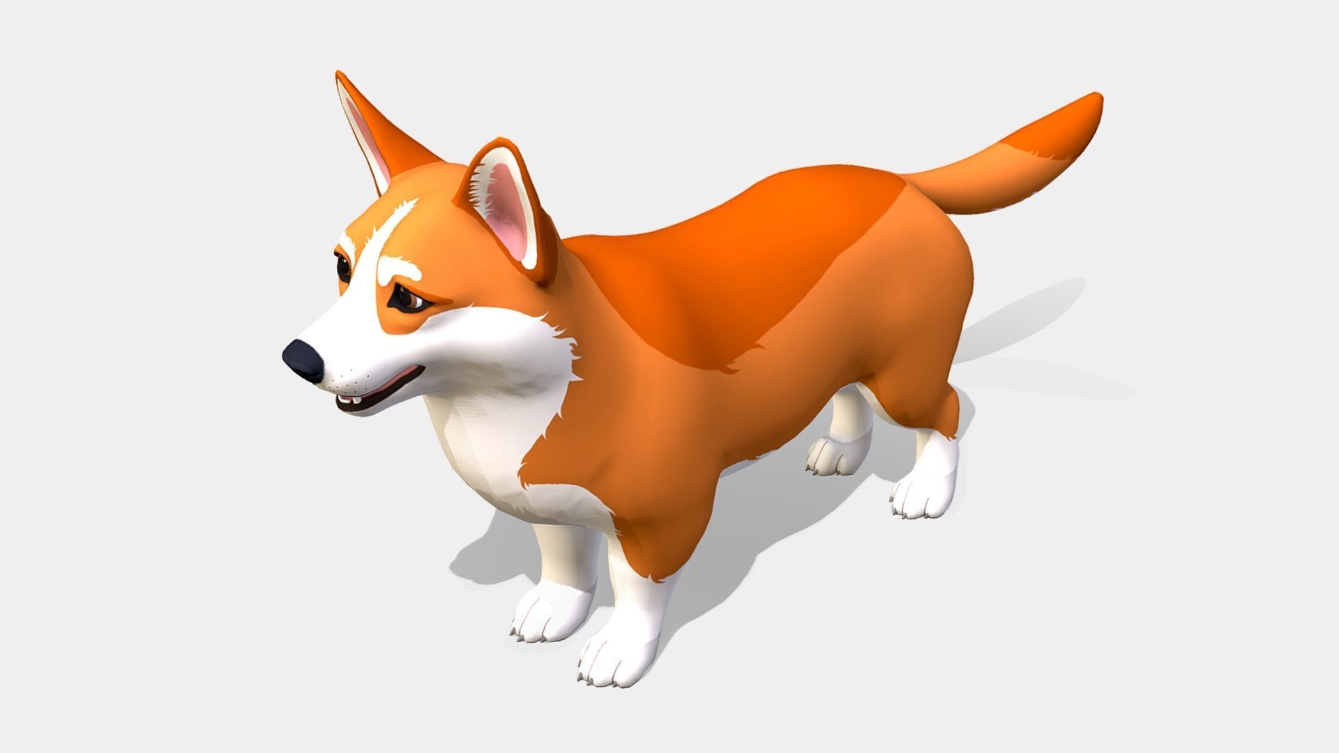 Cartoon Dog - Corgi Low-poly 3D model_2