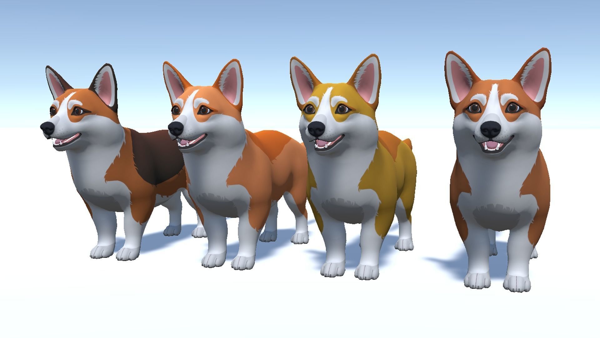 Cartoon Dog - Corgi Low-poly 3D model_7