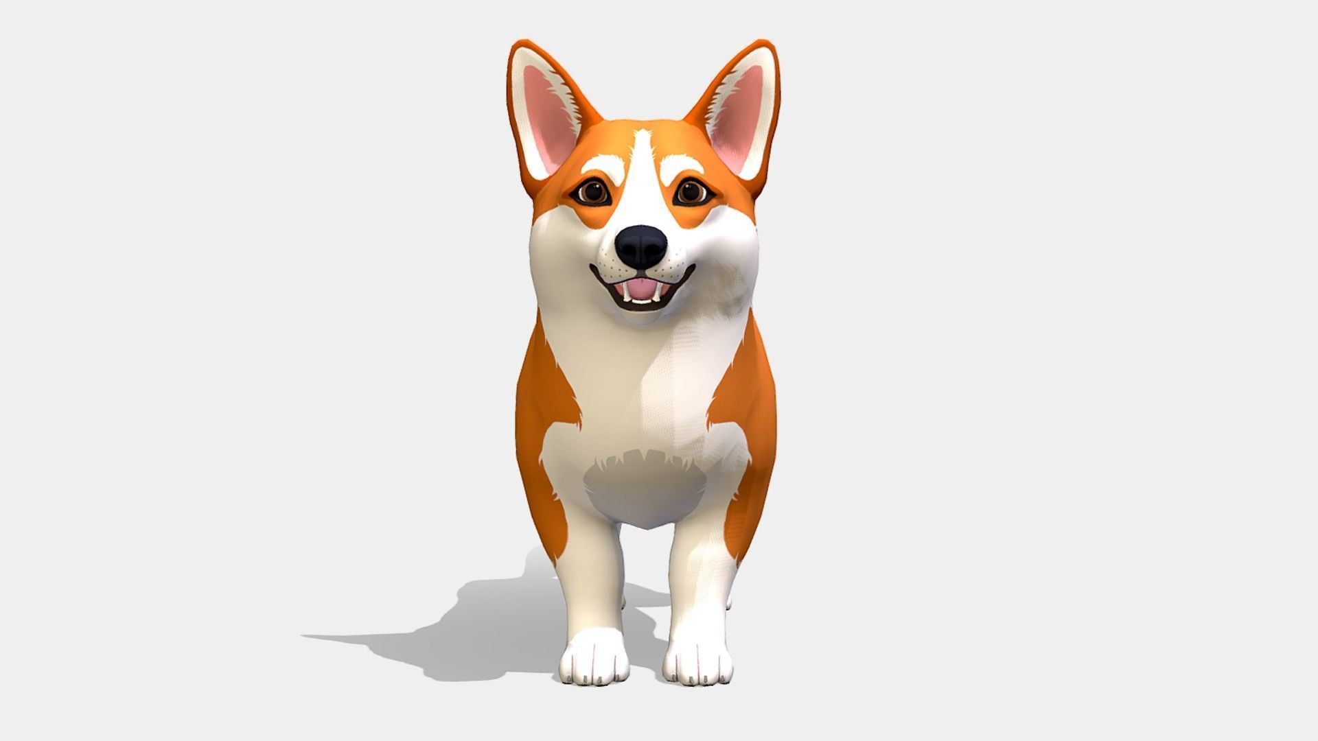 Cartoon Dog - Corgi Low-poly 3D model_3