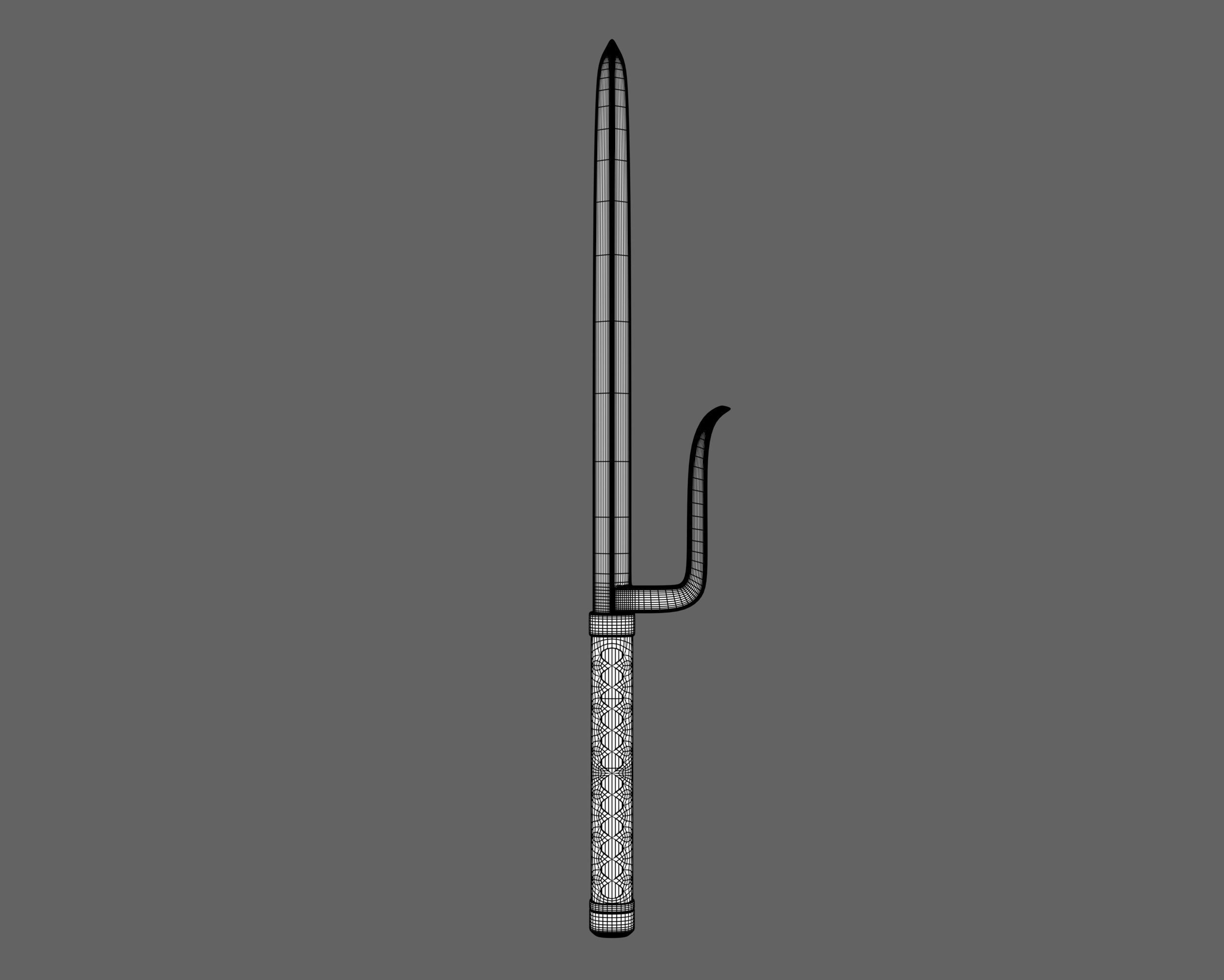 Ancient Japanese Jutte Low-poly 3D model_7