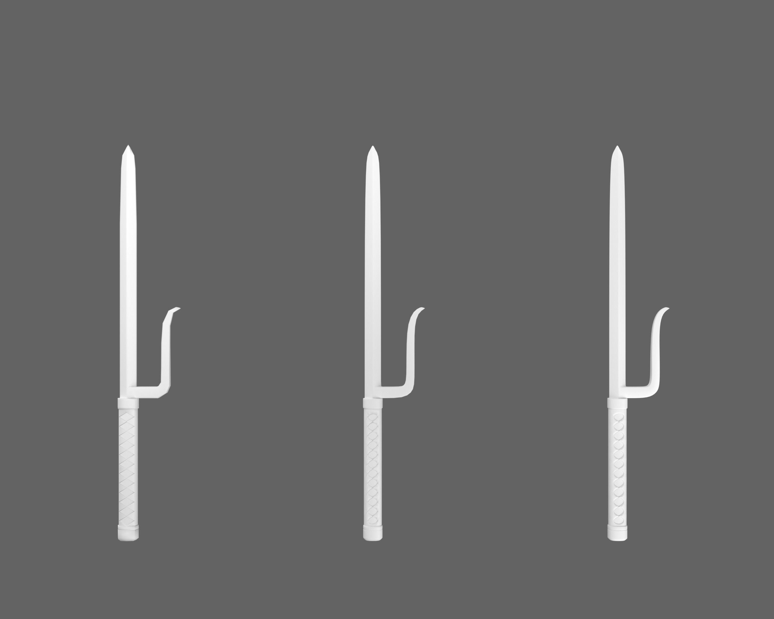 Ancient Japanese Jutte Low-poly 3D model_3