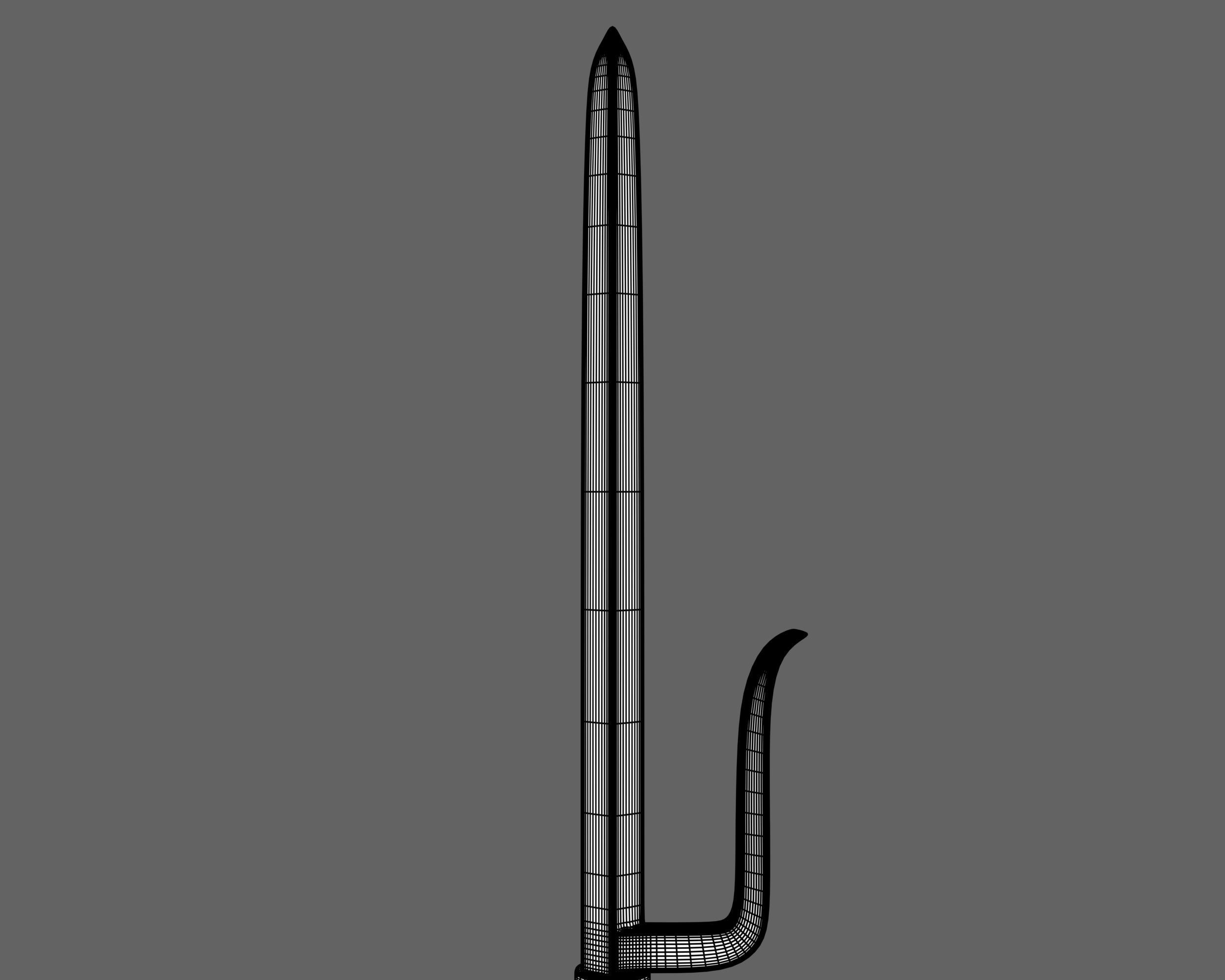 Ancient Japanese Jutte Low-poly 3D model_13