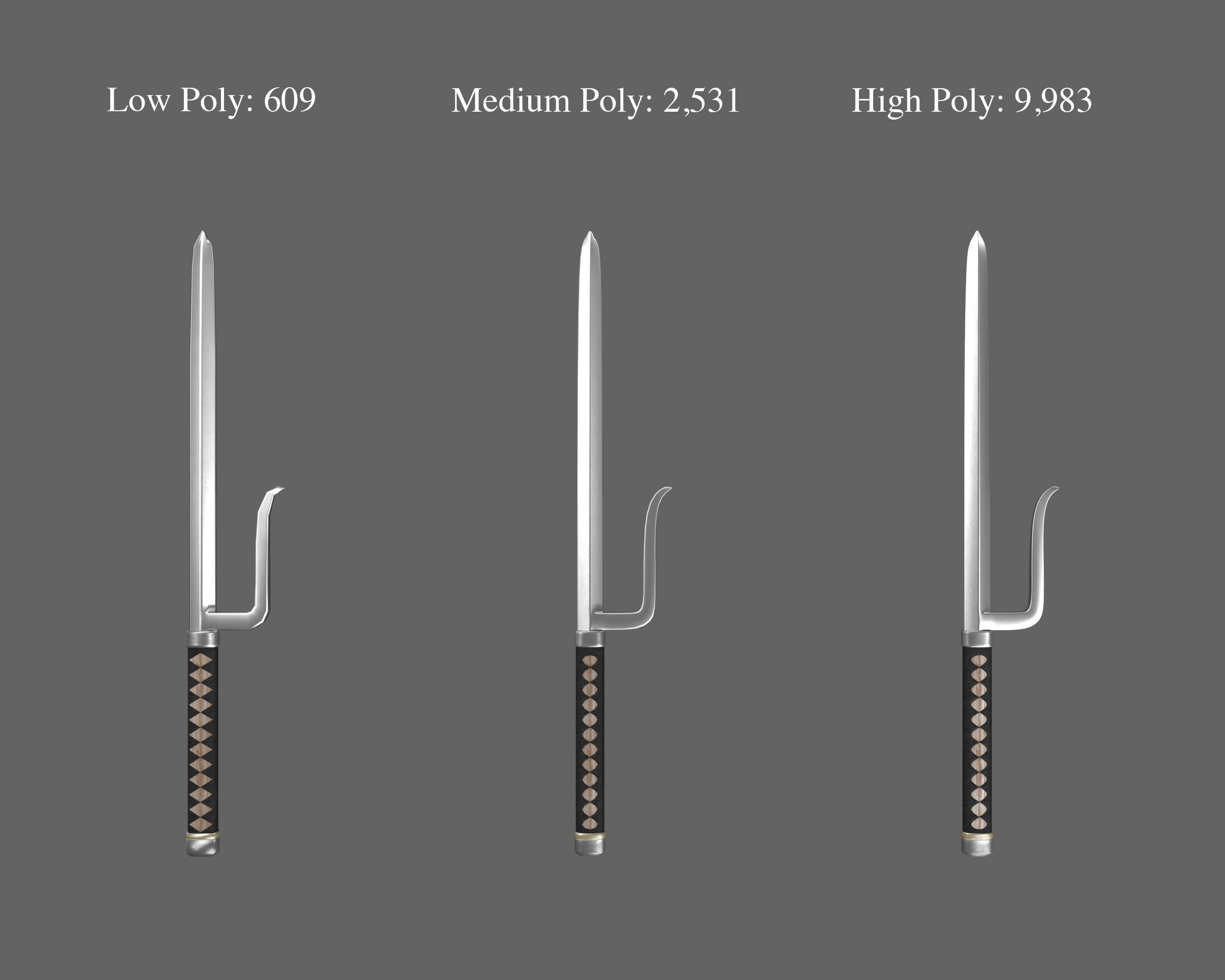 Ancient Japanese Jutte Low-poly 3D model_2