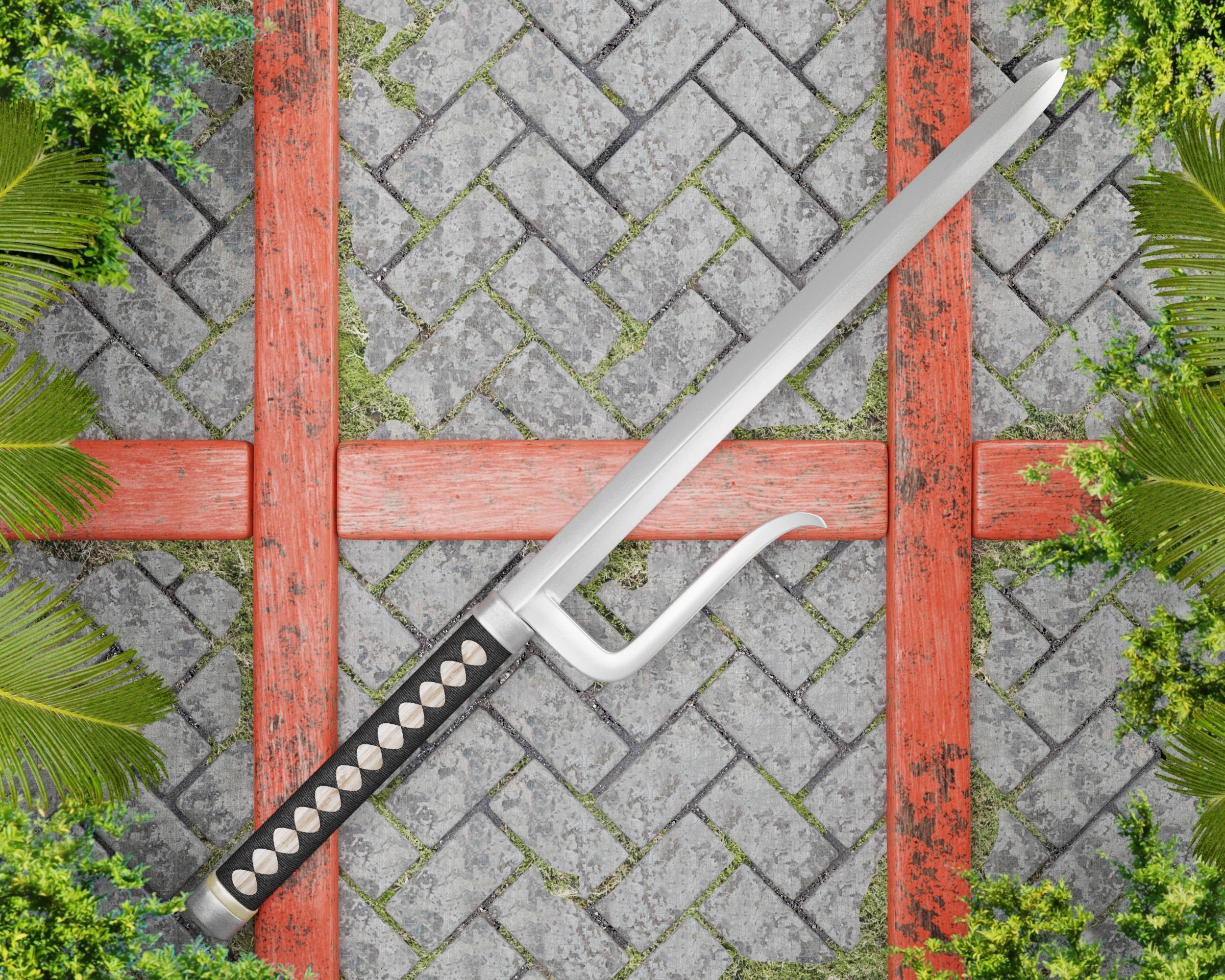 Ancient Japanese Jutte Low-poly 3D model_18