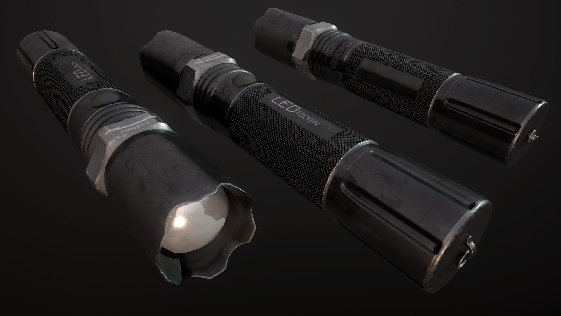 Flashlight Low-poly 3D model_1