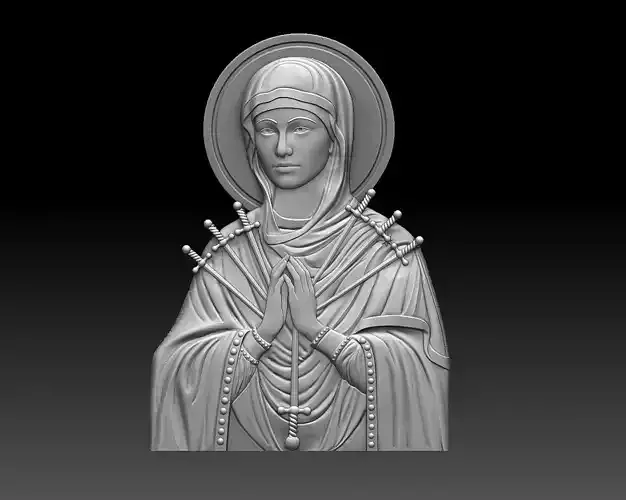 virgin mary 7 swords bas relief 