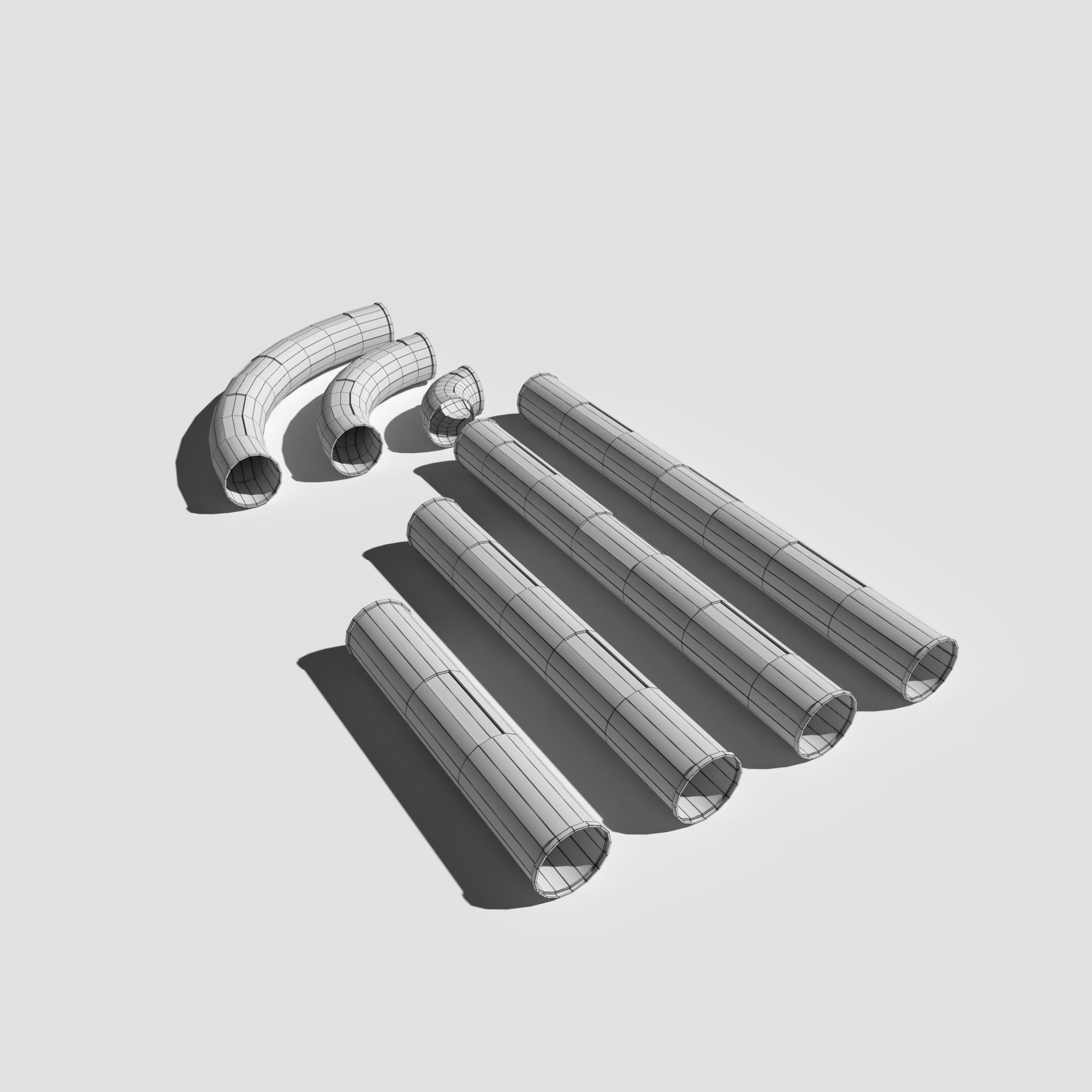 Modular Sci Fi Pipe Pack Low-poly 3D model_14