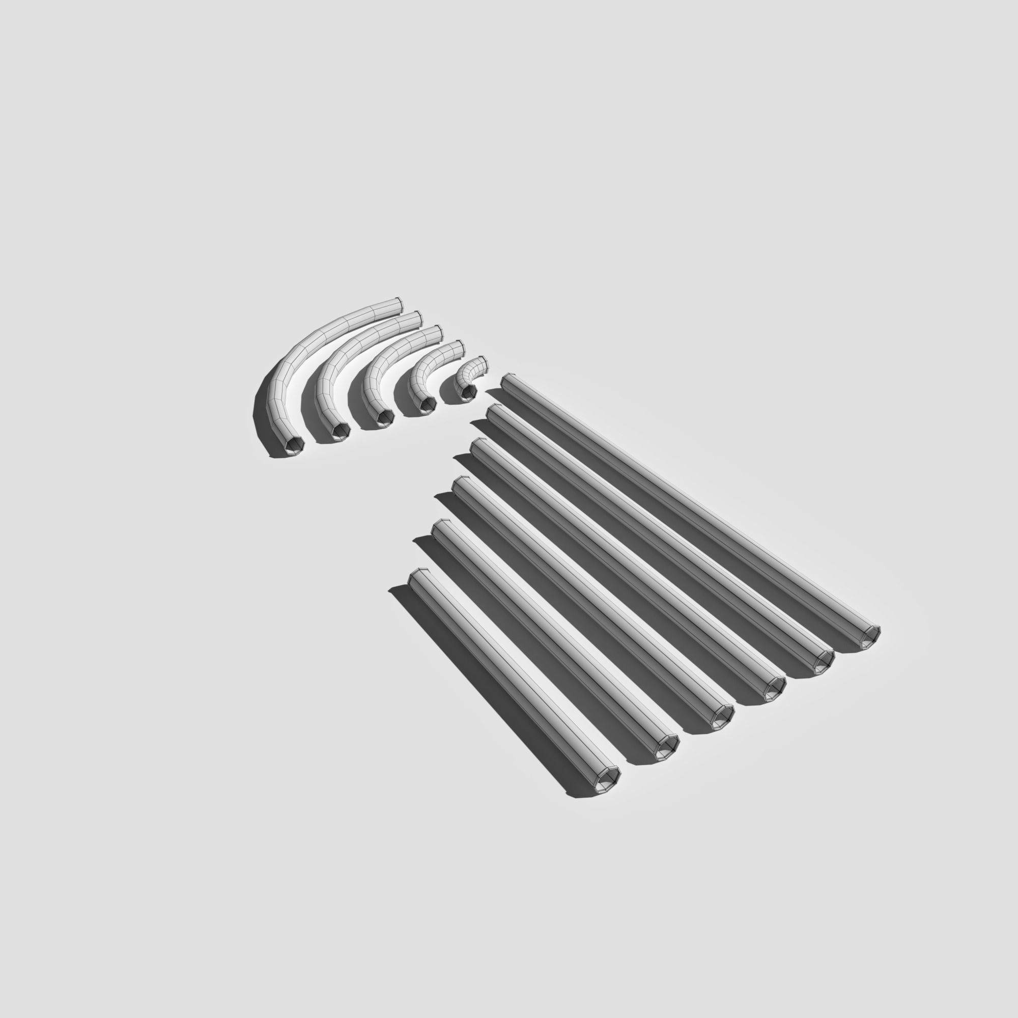 Modular Sci Fi Pipe Pack Low-poly 3D model_16