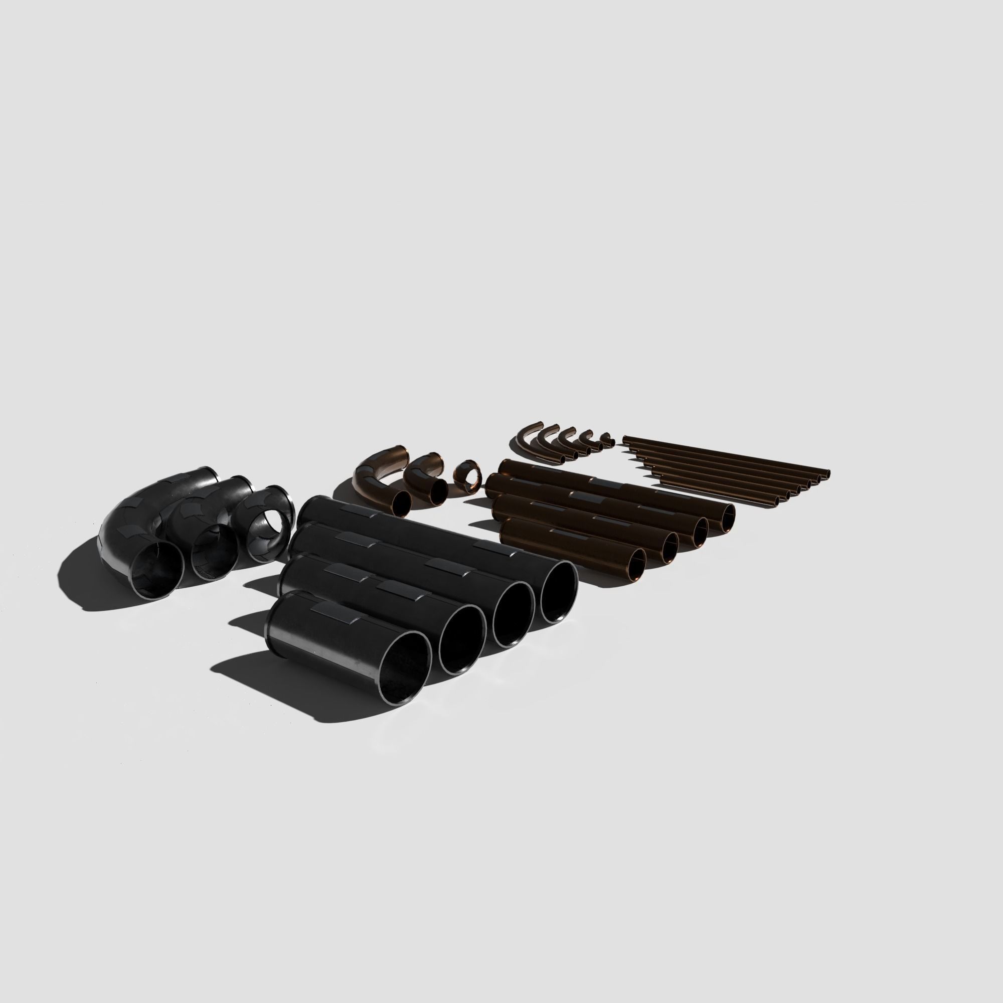 Modular Sci Fi Pipe Pack Low-poly 3D model_1