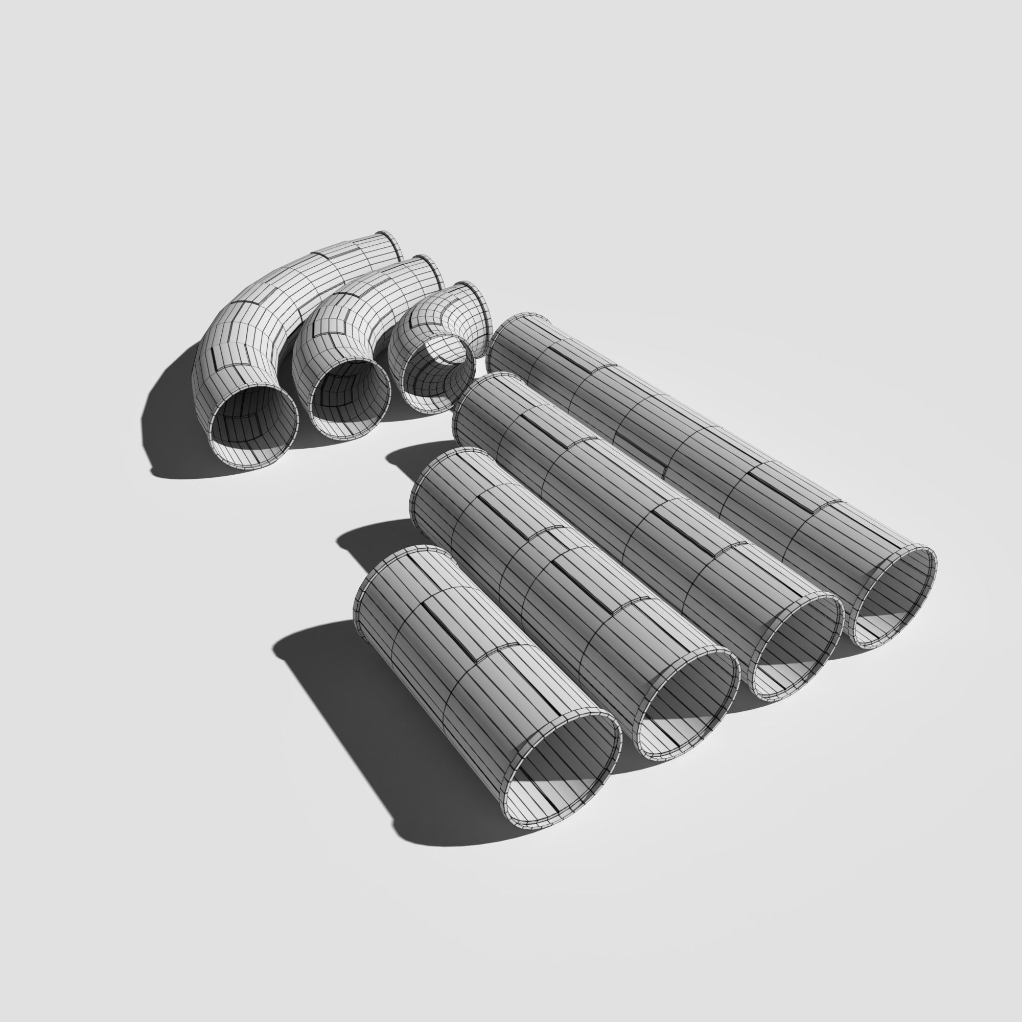 Modular Sci Fi Pipe Pack Low-poly 3D model_12
