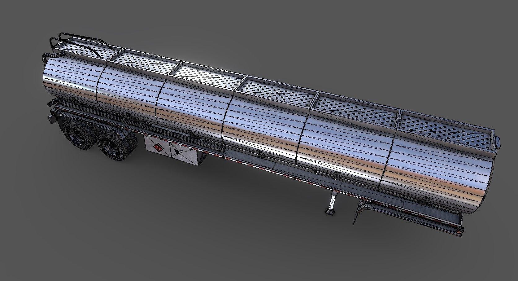 Peterbilt 359 fuel trailer Low-poly 3D model_54