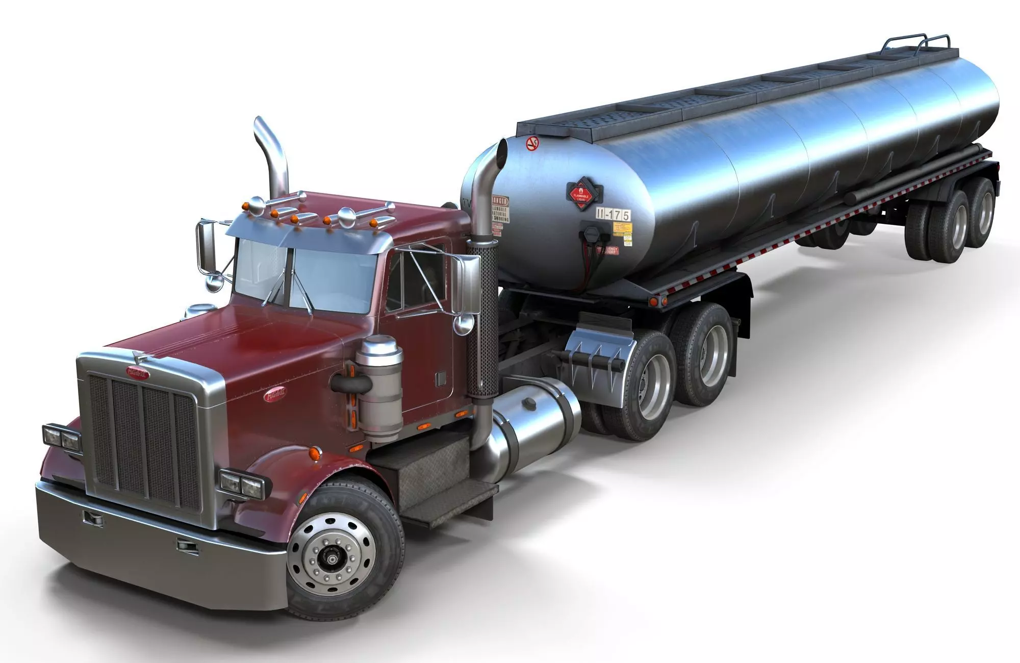 Peterbilt 359 fuel trailer Low-poly 3D model_0