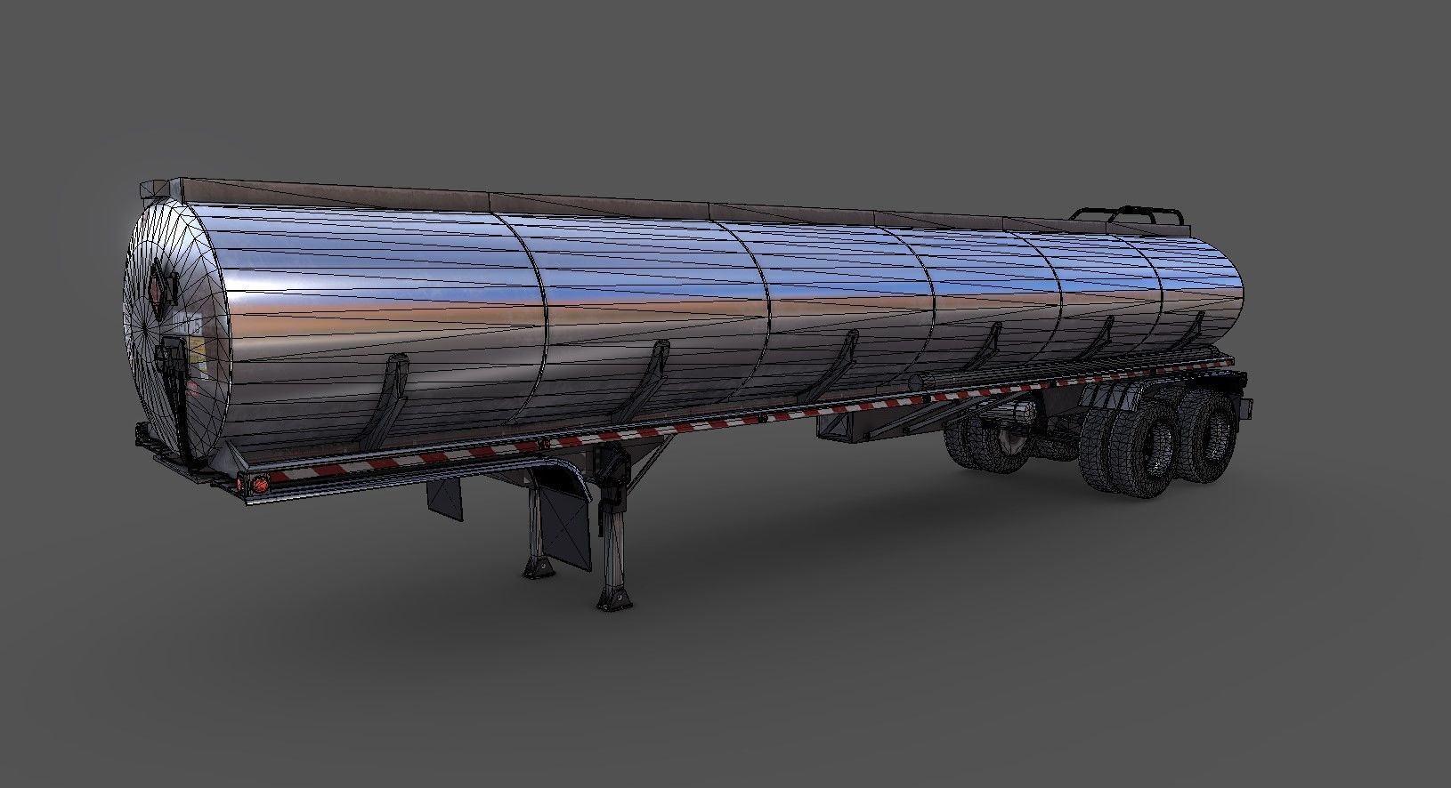 Peterbilt 359 fuel trailer Low-poly 3D model_50