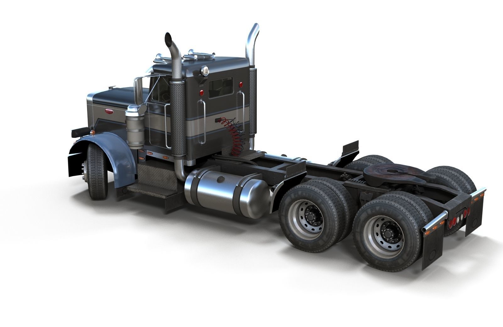 Peterbilt 359 fuel trailer Low-poly 3D model_13