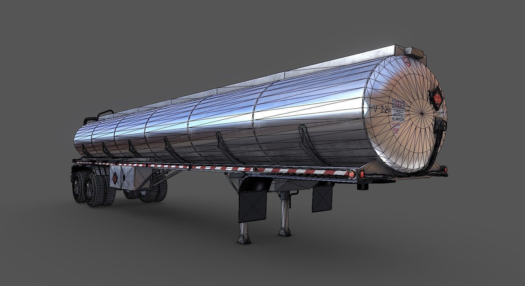 Peterbilt 359 fuel trailer Low-poly 3D model_58