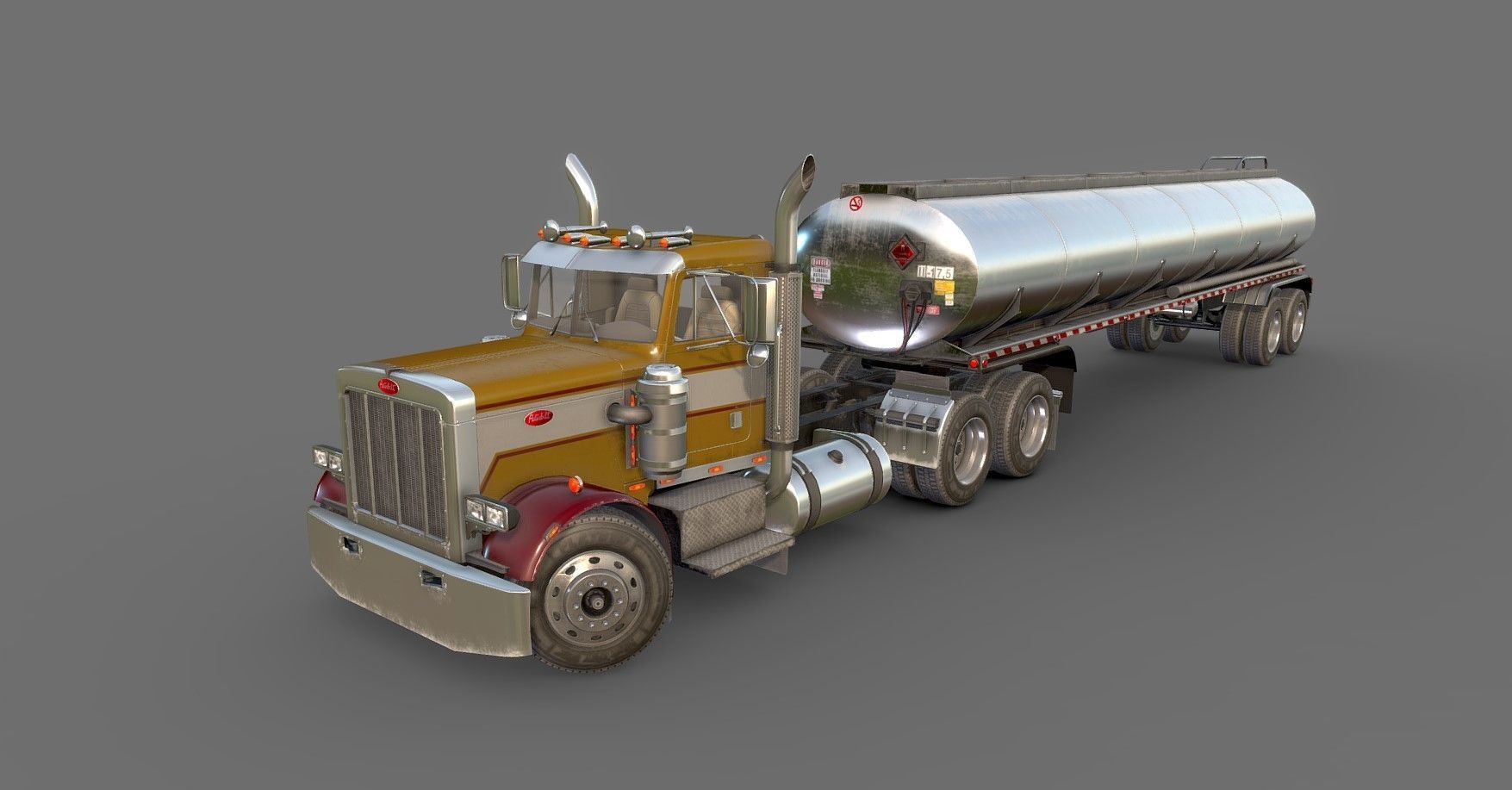 Peterbilt 359 fuel trailer Low-poly 3D model_41