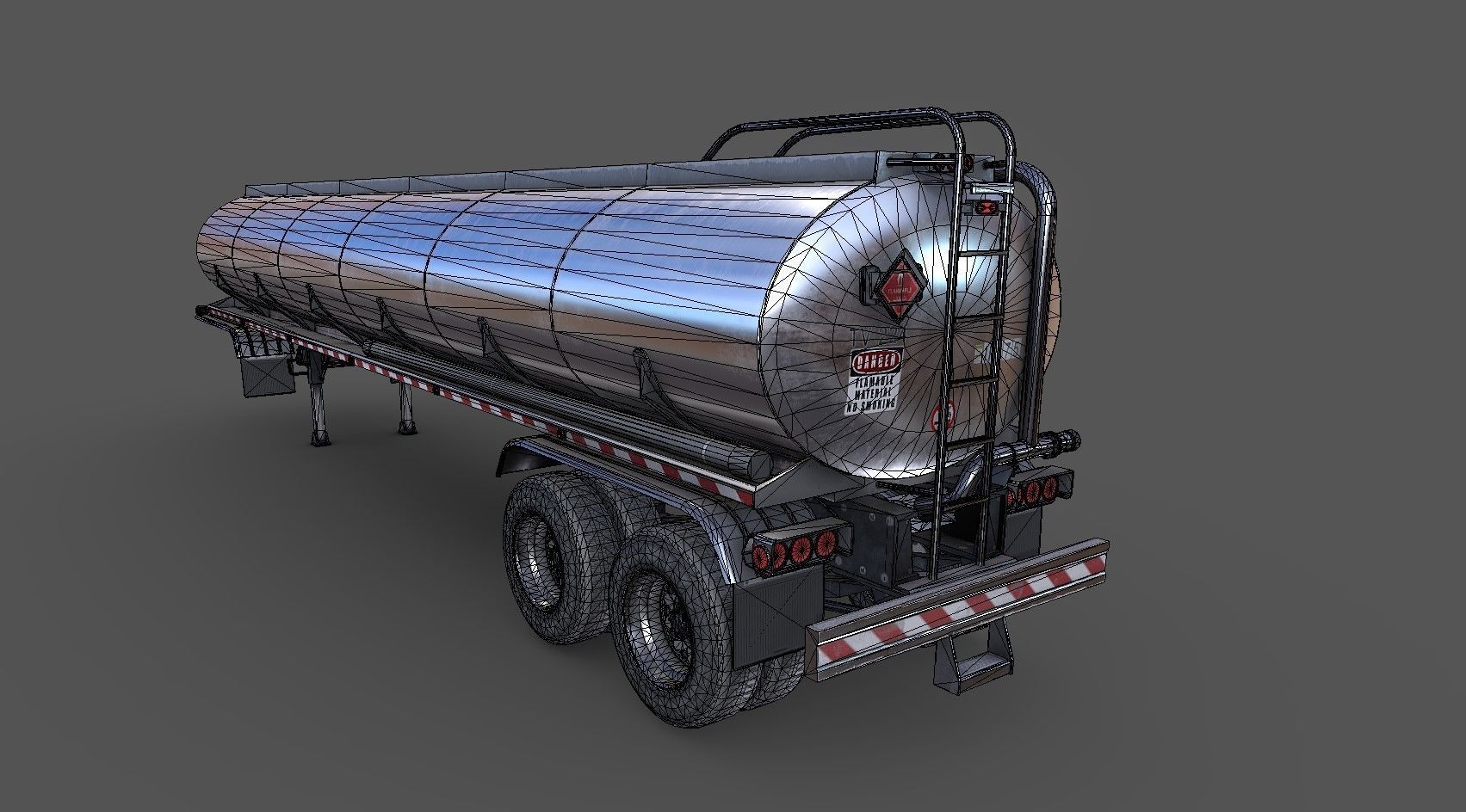 Peterbilt 359 fuel trailer Low-poly 3D model_60