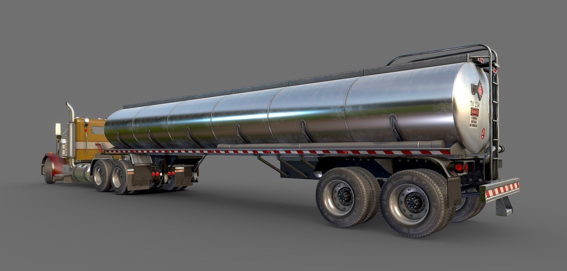Peterbilt 359 fuel trailer Low-poly 3D model_47