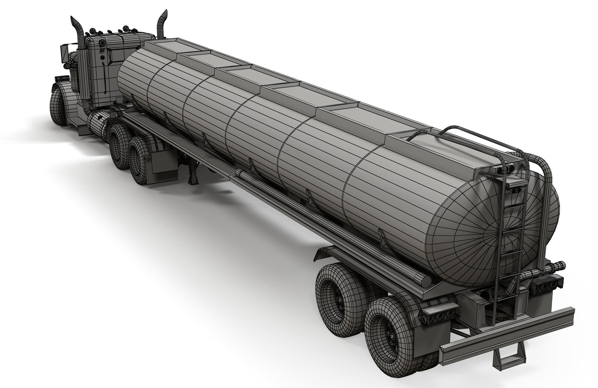 Peterbilt 359 fuel trailer Low-poly 3D model_29