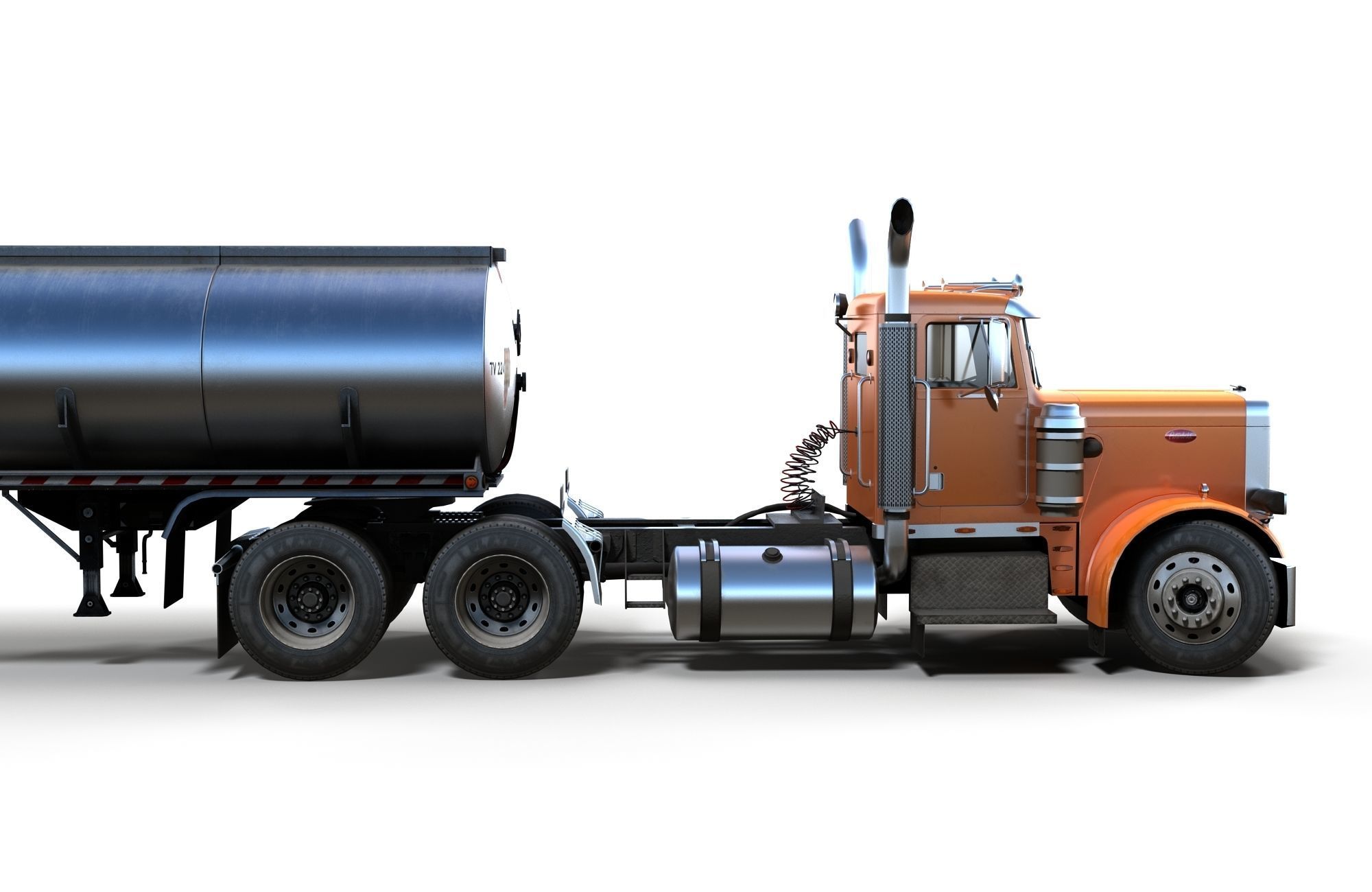 Peterbilt 359 fuel trailer Low-poly 3D model_8