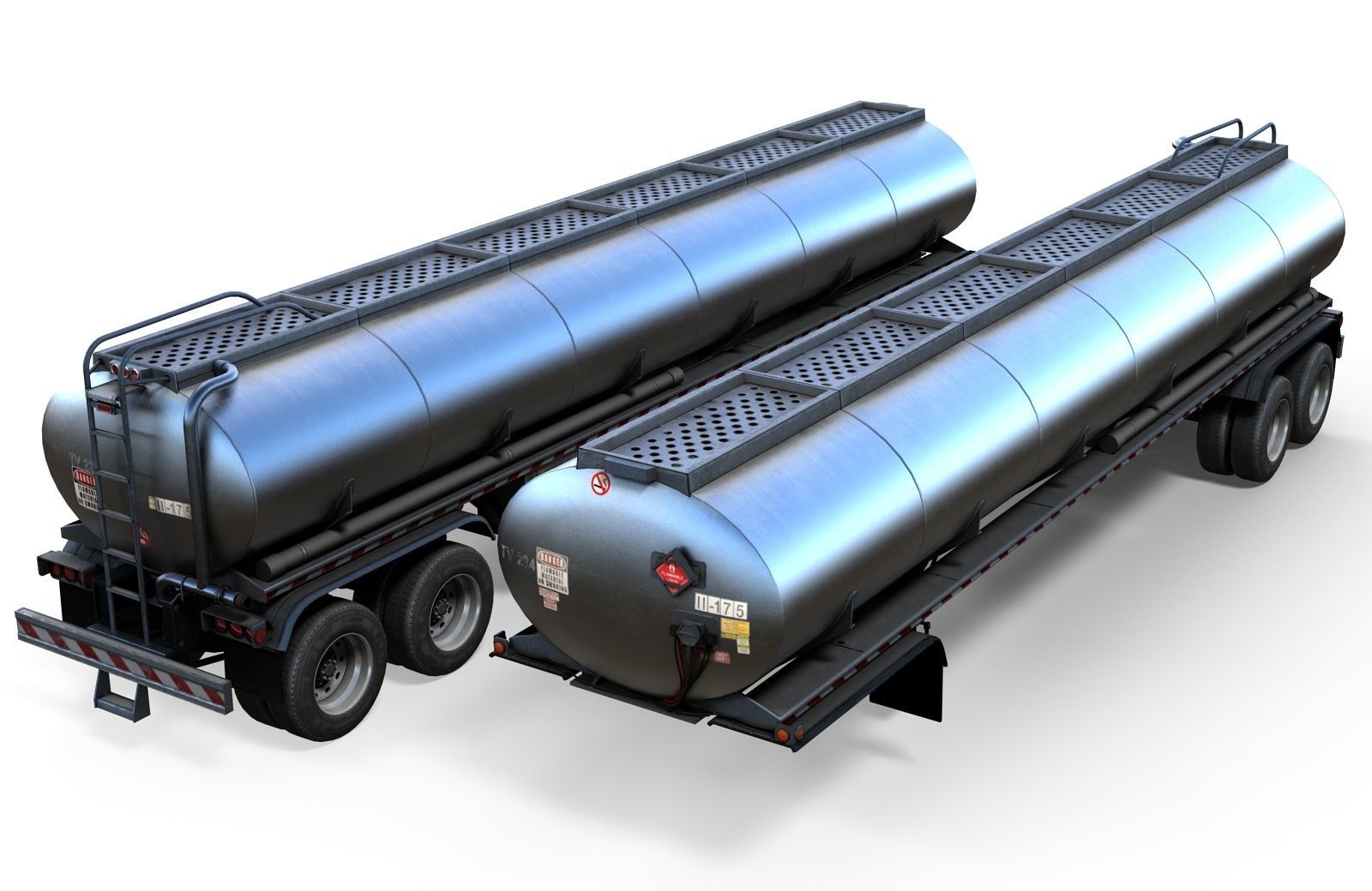 Peterbilt 359 fuel trailer Low-poly 3D model_18