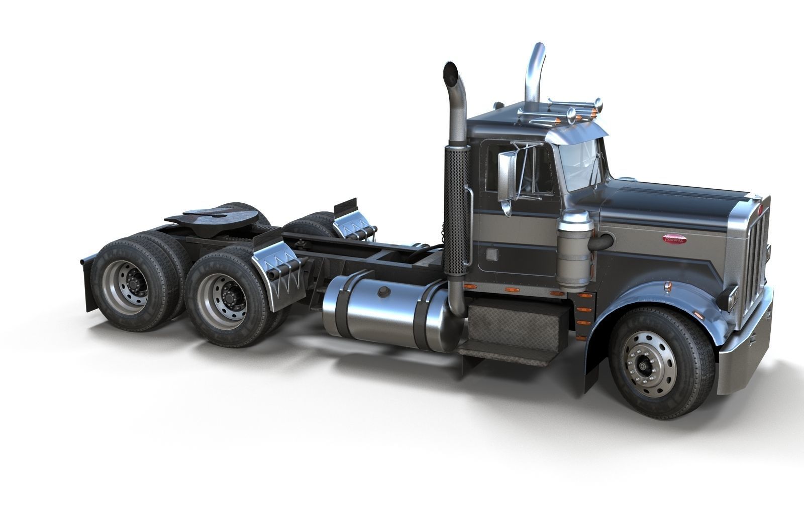 Peterbilt 359 fuel trailer Low-poly 3D model_11