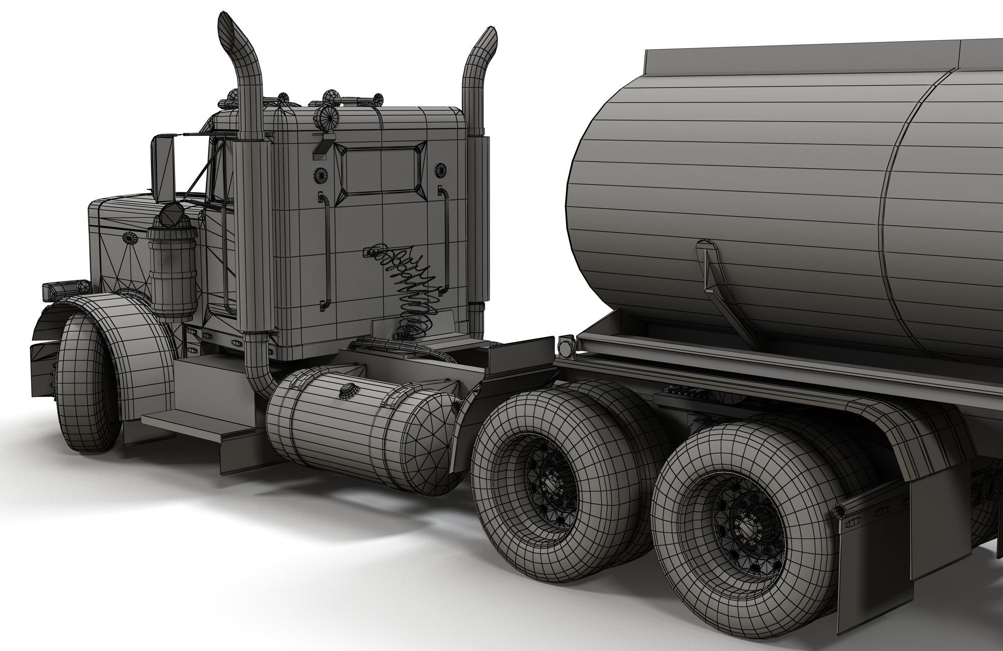 Peterbilt 359 fuel trailer Low-poly 3D model_33