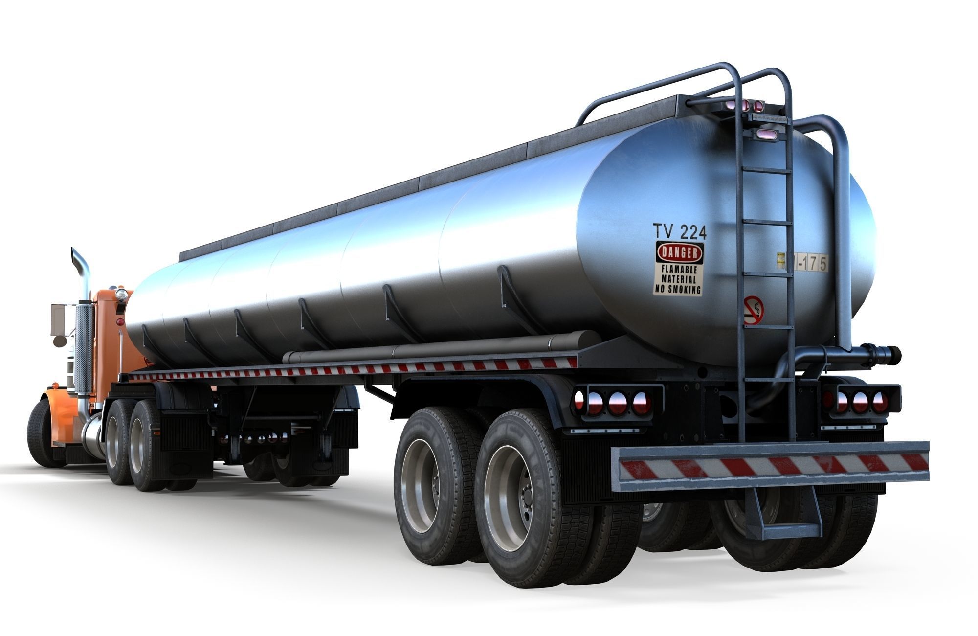 Peterbilt 359 fuel trailer Low-poly 3D model_5