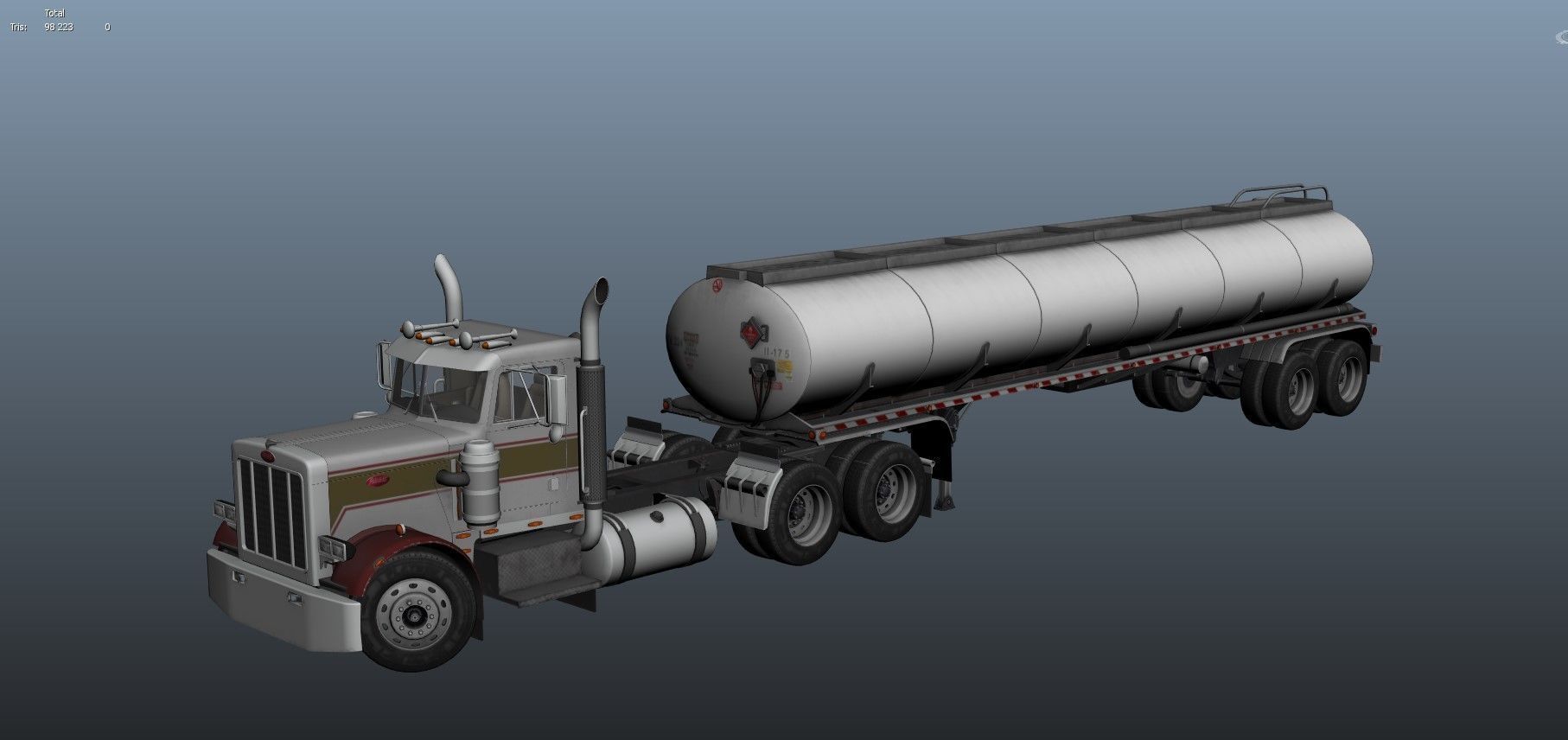 Peterbilt 359 fuel trailer Low-poly 3D model_61