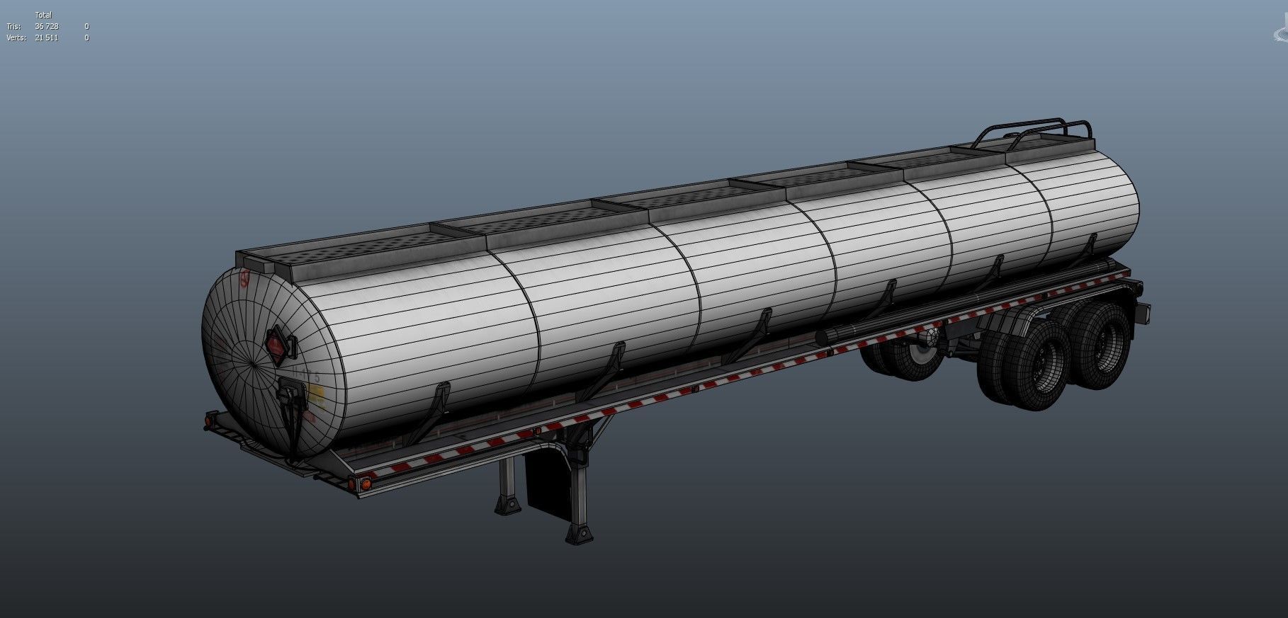 Peterbilt 359 fuel trailer Low-poly 3D model_68