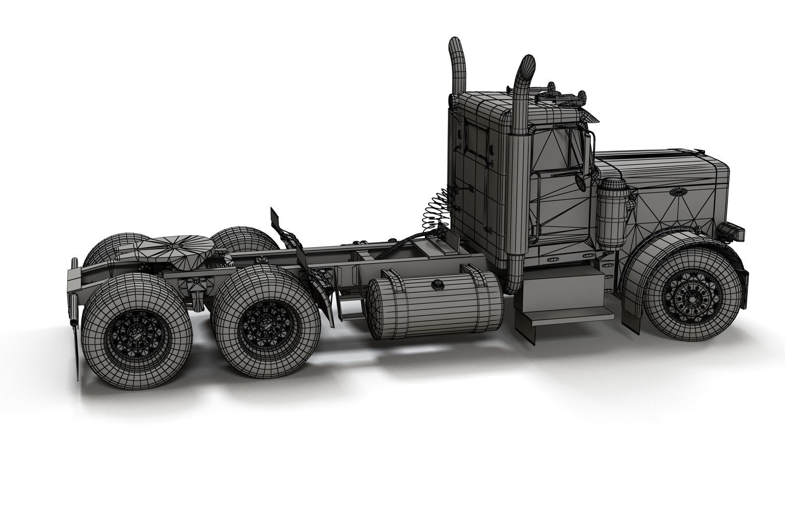 Peterbilt 359 fuel trailer Low-poly 3D model_35