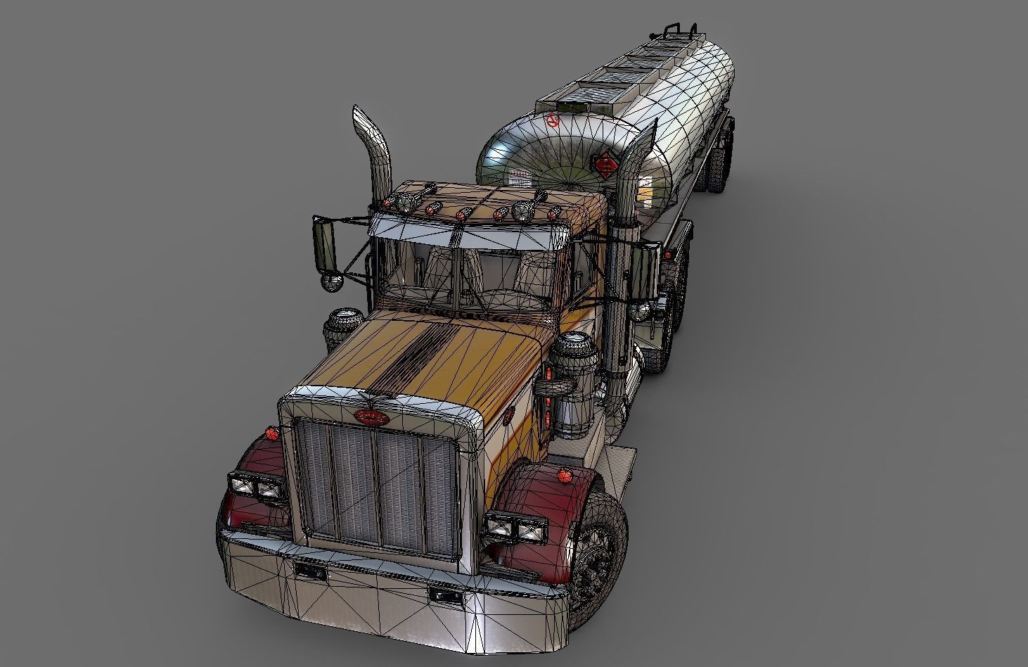 Peterbilt 359 fuel trailer Low-poly 3D model_25