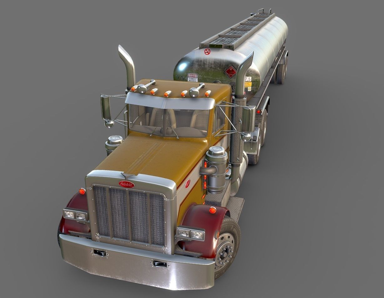 Peterbilt 359 fuel trailer Low-poly 3D model_23