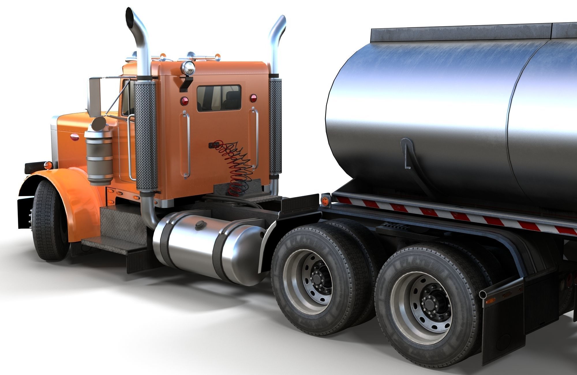 Peterbilt 359 fuel trailer Low-poly 3D model_4