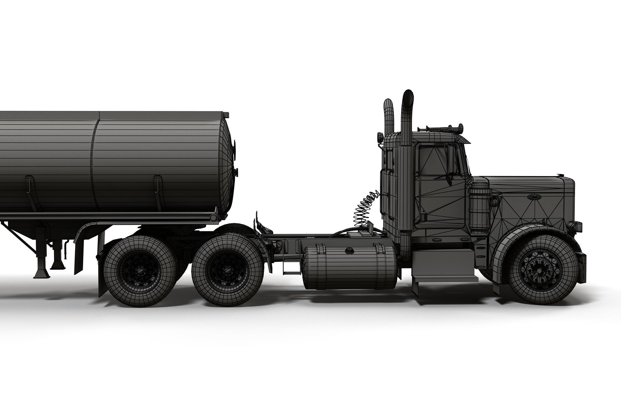Peterbilt 359 fuel trailer Low-poly 3D model_32