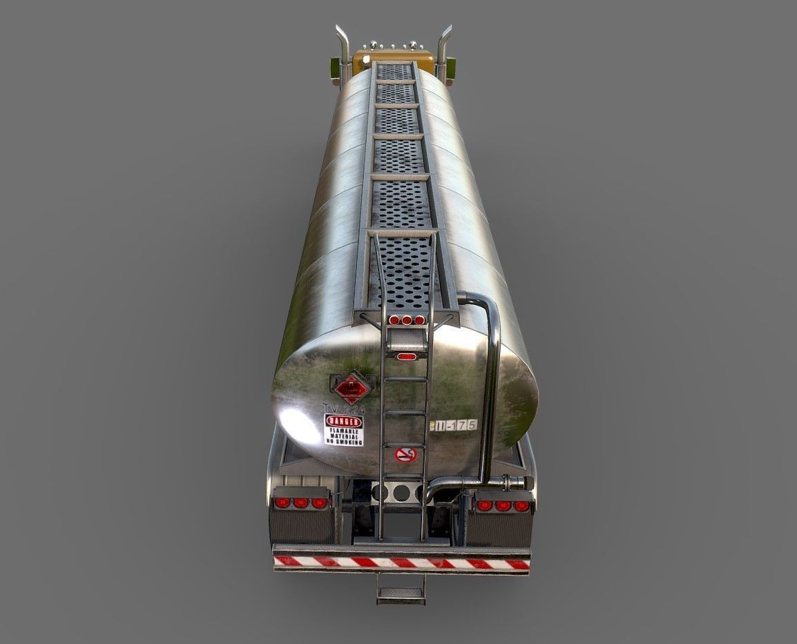 Peterbilt 359 fuel trailer Low-poly 3D model_24