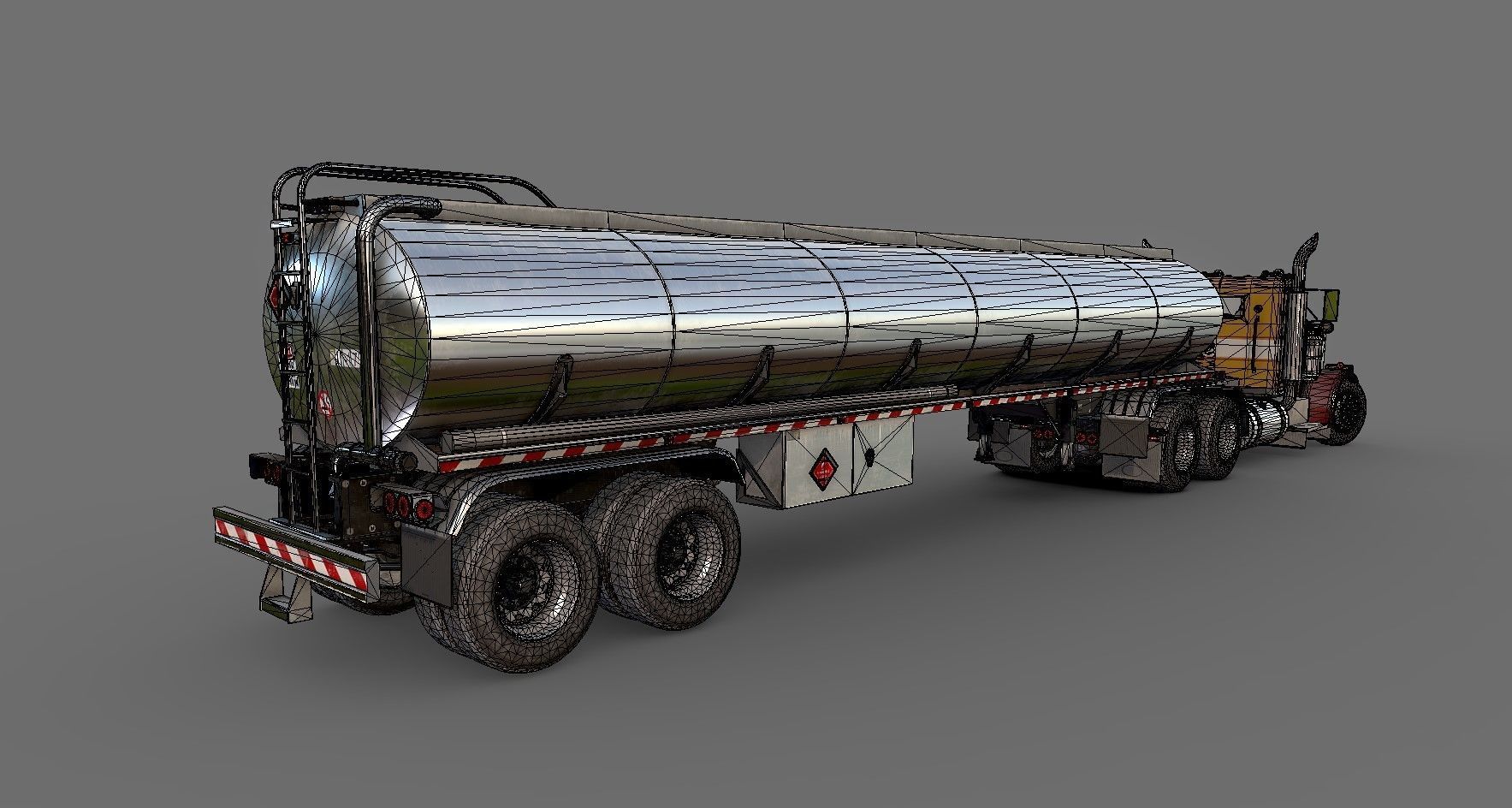 Peterbilt 359 fuel trailer Low-poly 3D model_46