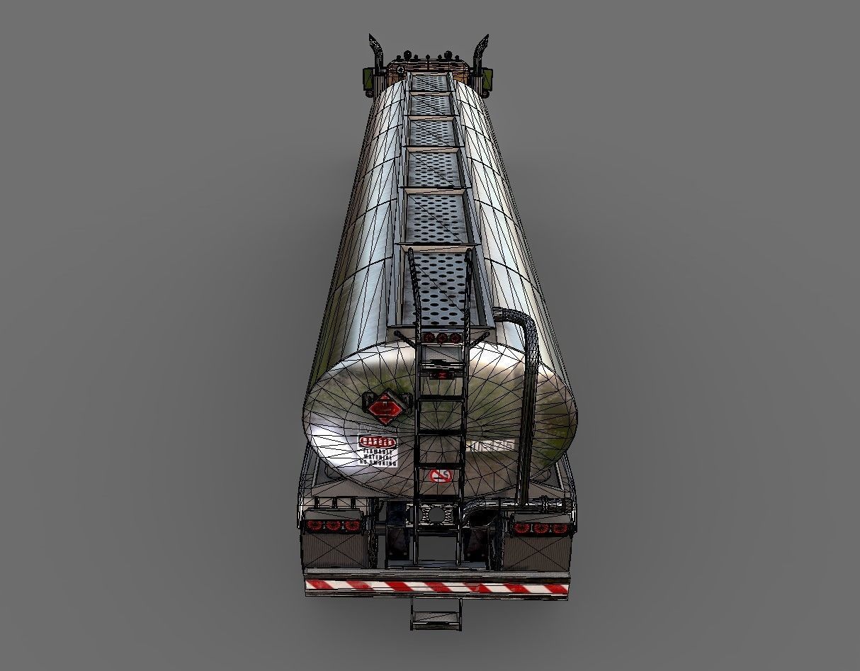 Peterbilt 359 fuel trailer Low-poly 3D model_26