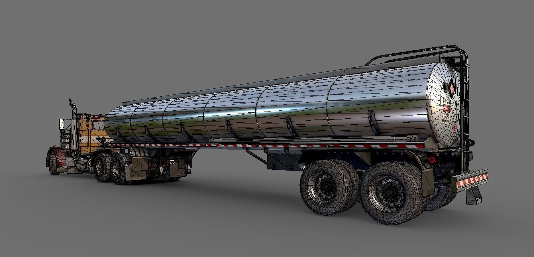 Peterbilt 359 fuel trailer Low-poly 3D model_48