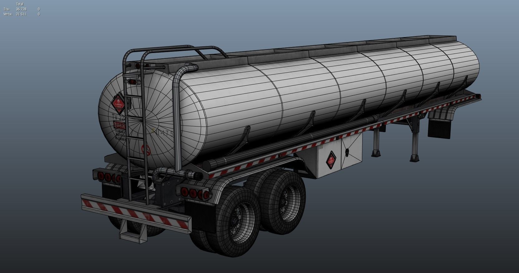 Peterbilt 359 fuel trailer Low-poly 3D model_67