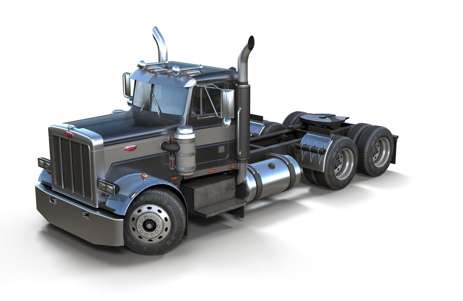 Peterbilt 359 fuel trailer Low-poly 3D model_9