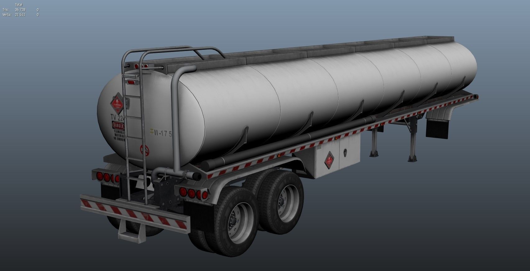 Peterbilt 359 fuel trailer Low-poly 3D model_64