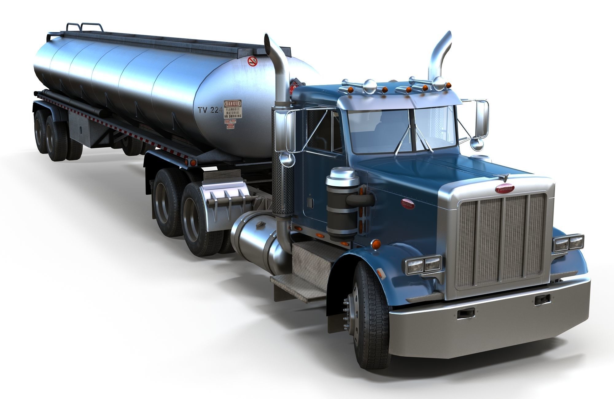 Peterbilt 359 fuel trailer Low-poly 3D model_3