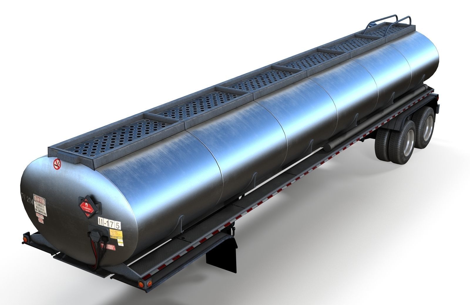 Peterbilt 359 fuel trailer Low-poly 3D model_14