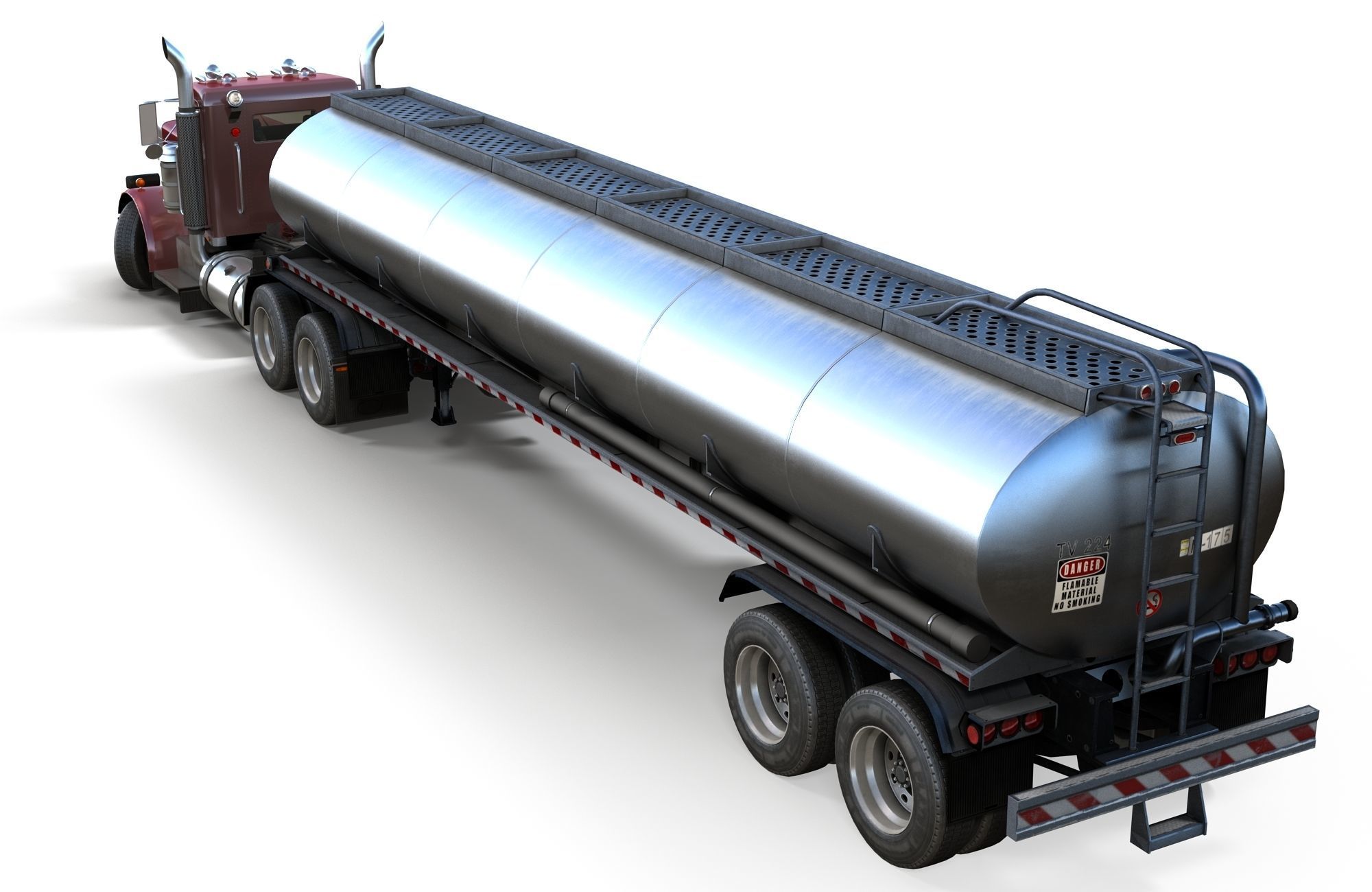 Peterbilt 359 fuel trailer Low-poly 3D model_1