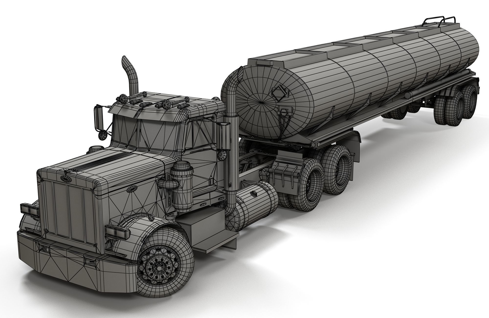 Peterbilt 359 fuel trailer Low-poly 3D model_27