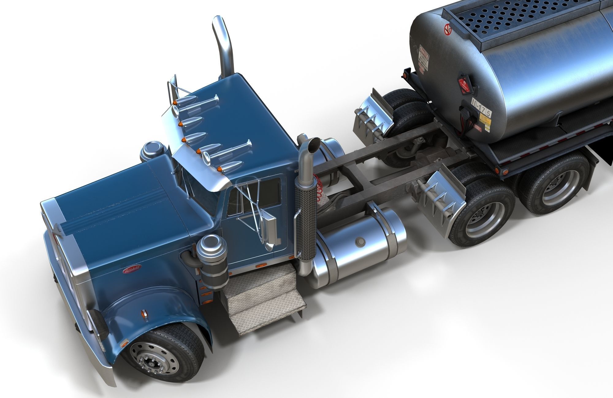 Peterbilt 359 fuel trailer Low-poly 3D model_6